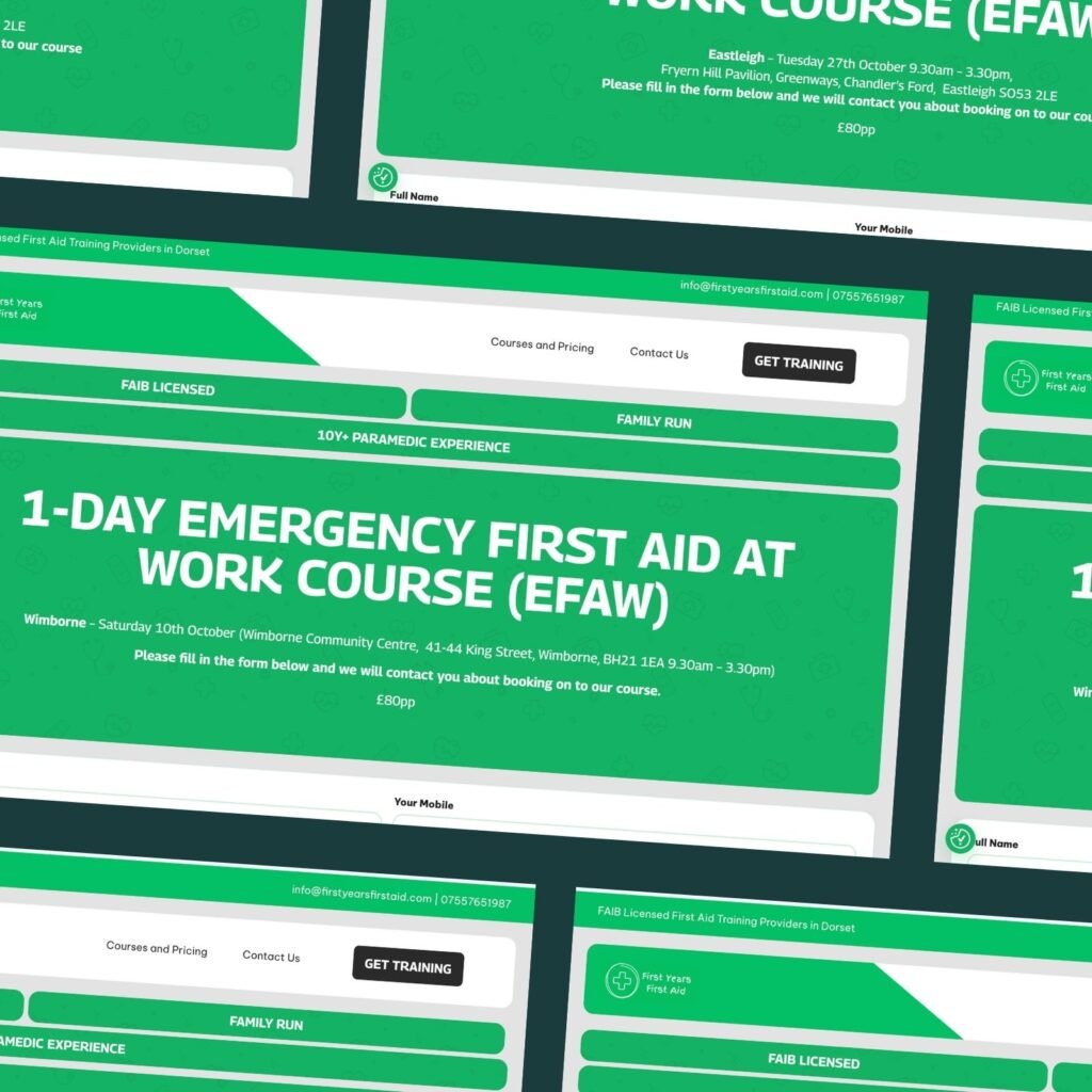 First Years First Aid local course landing pages