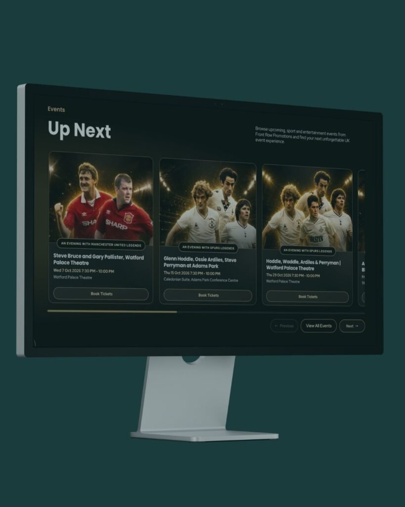 Front Row Promotions event website portfolio case study