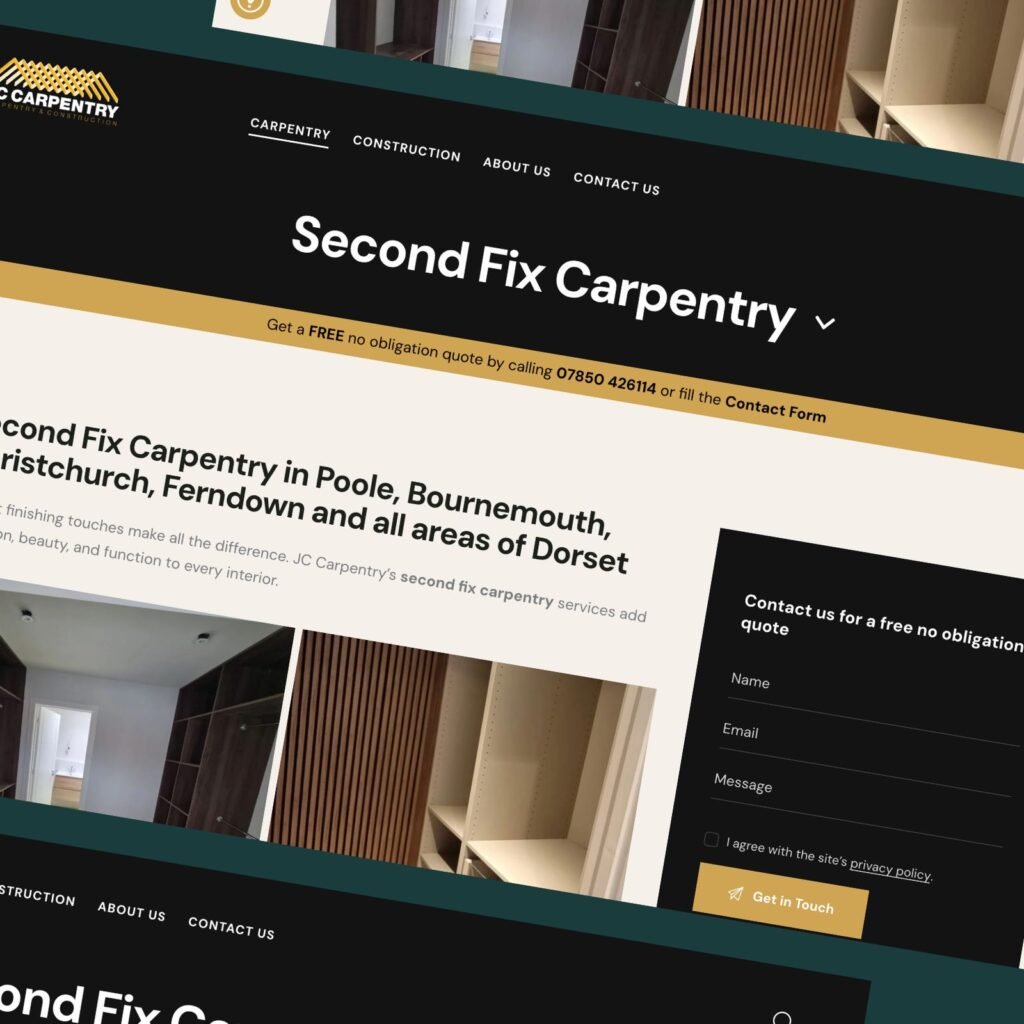 JC Carpentry locally focused service website pages
