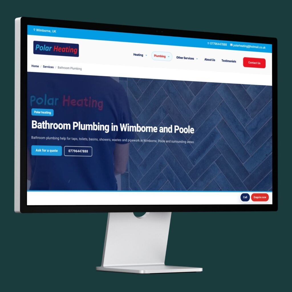 Polar Heating service and location focused website content