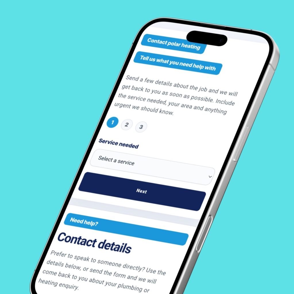 Polar Heating mobile-friendly customer enquiry journey