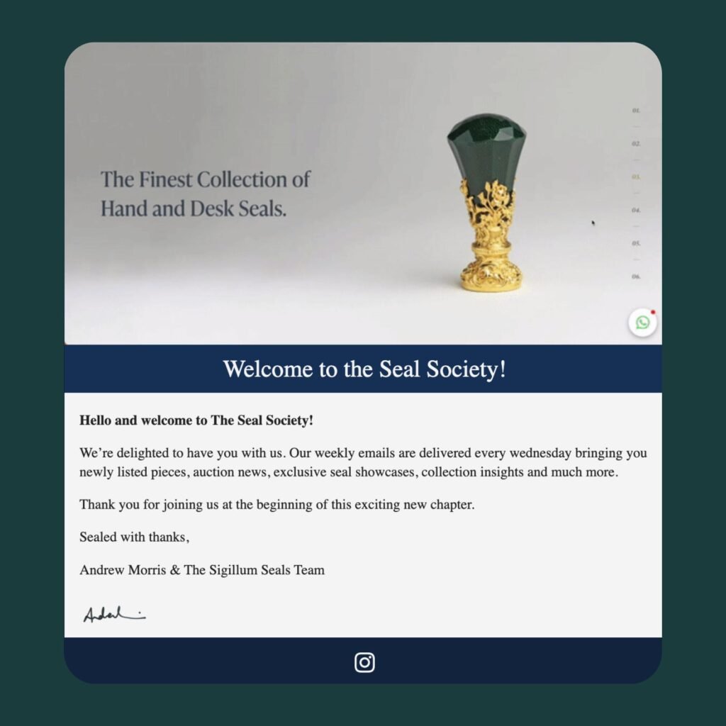 Sigillum Seals Klaviyo welcome email automation